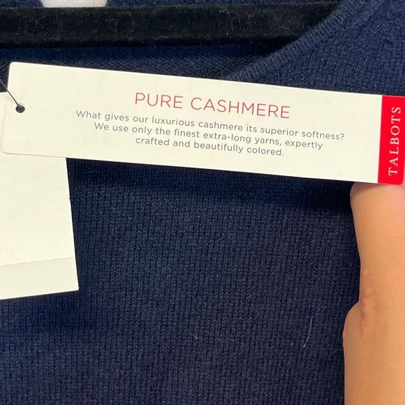 NWT TALBOTS WOMAN Sweater 3X Navy Blue Pure Cashmere Crew Neck Quiet Luxury NEW - Picture 4 of 11